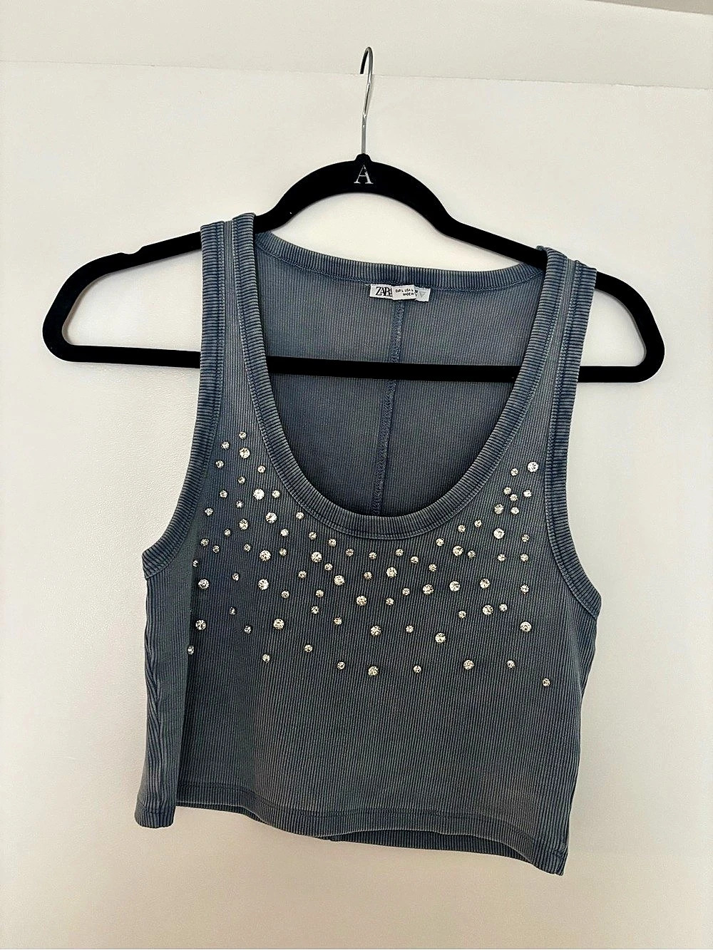 Zara Studded Ribbed Crop Top